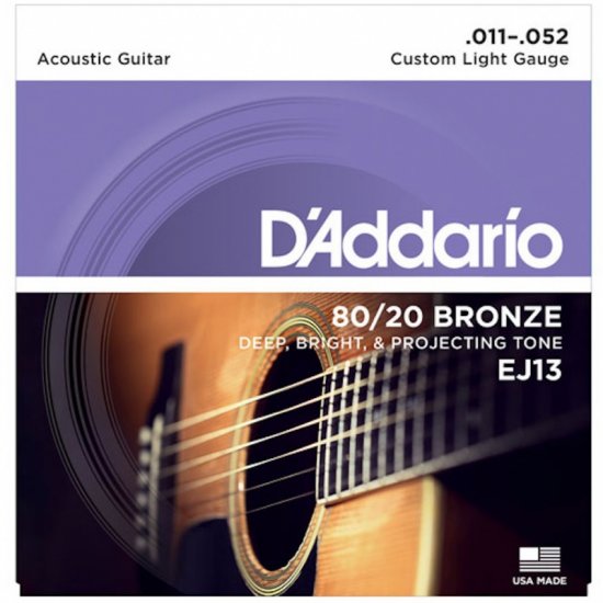 D'Addario  EJ13 80/20 Bronze Acoustic Guitar Strings, .011-.052
